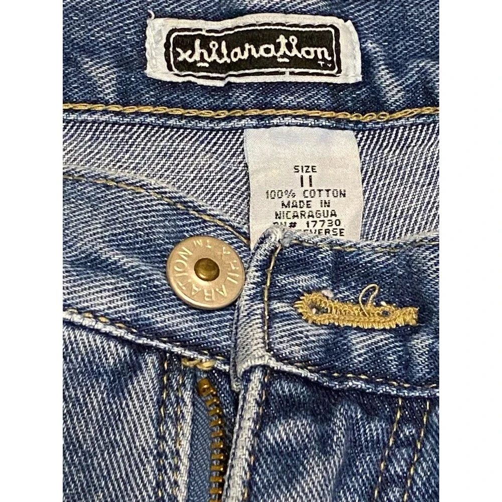 Xhilaration Womens Juniors 11 VTG Grunge 90s Y2K Jeans Side Stripes 100% Cotton - Picture 3 of 15